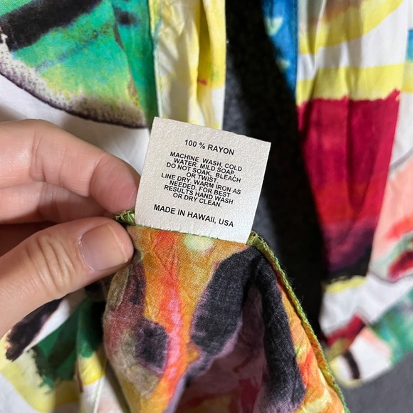 Jams World Colorful Print Hawaiian Button Long Sleeve Shirt - Men's Size L - Picture 6 of 10